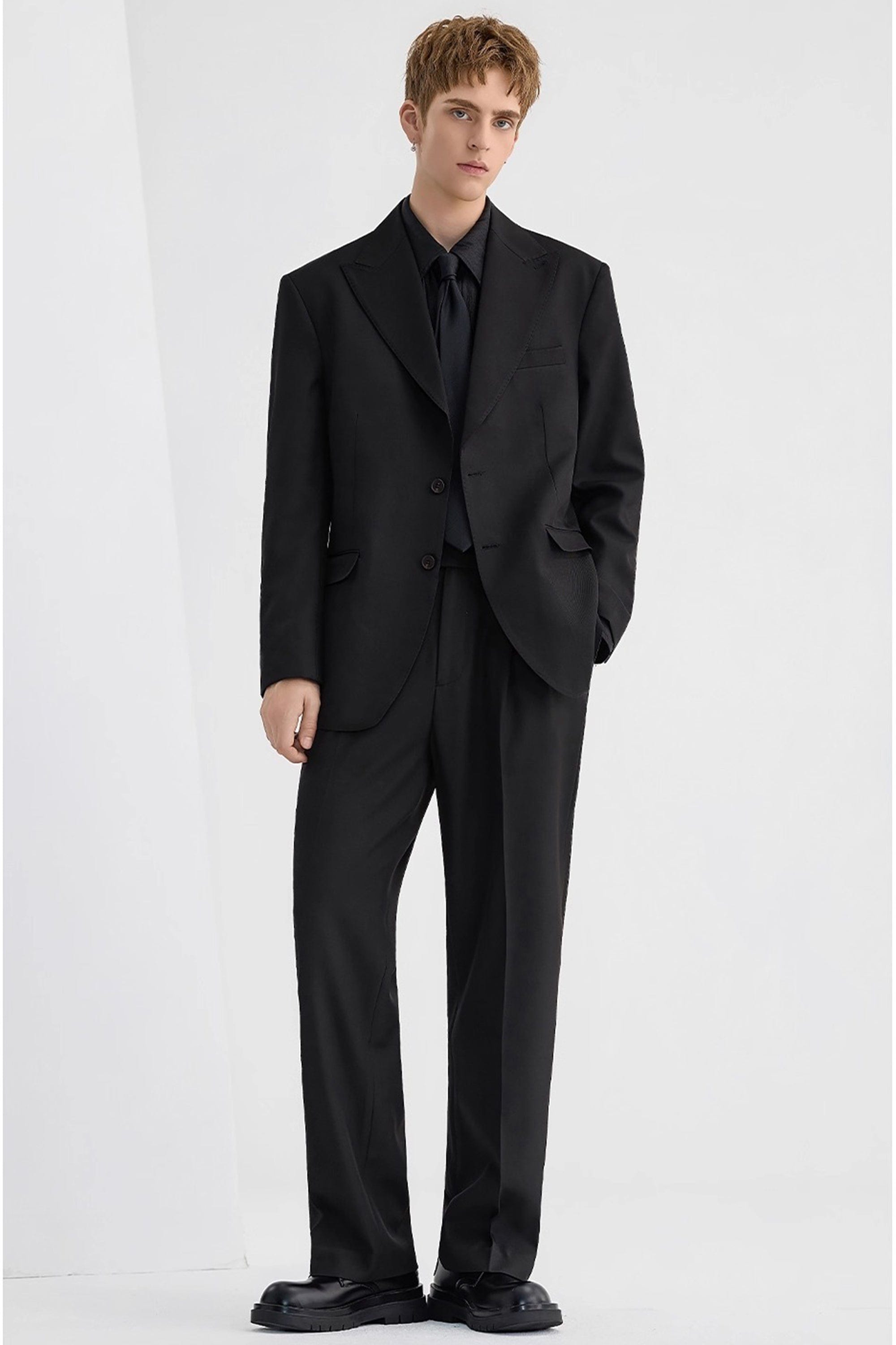 aesido Black Notch Lapel Casual Men's Blazer