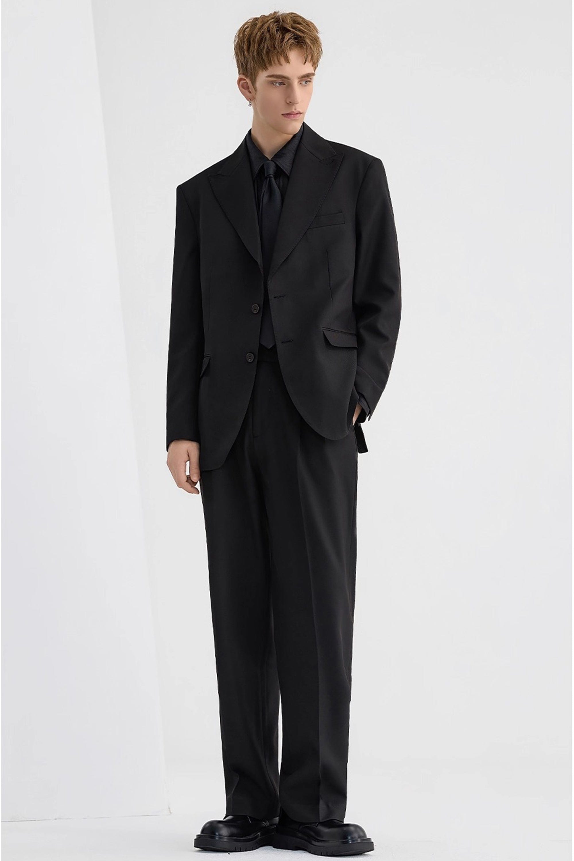 aesido Black Notch Lapel Casual Men's Blazer