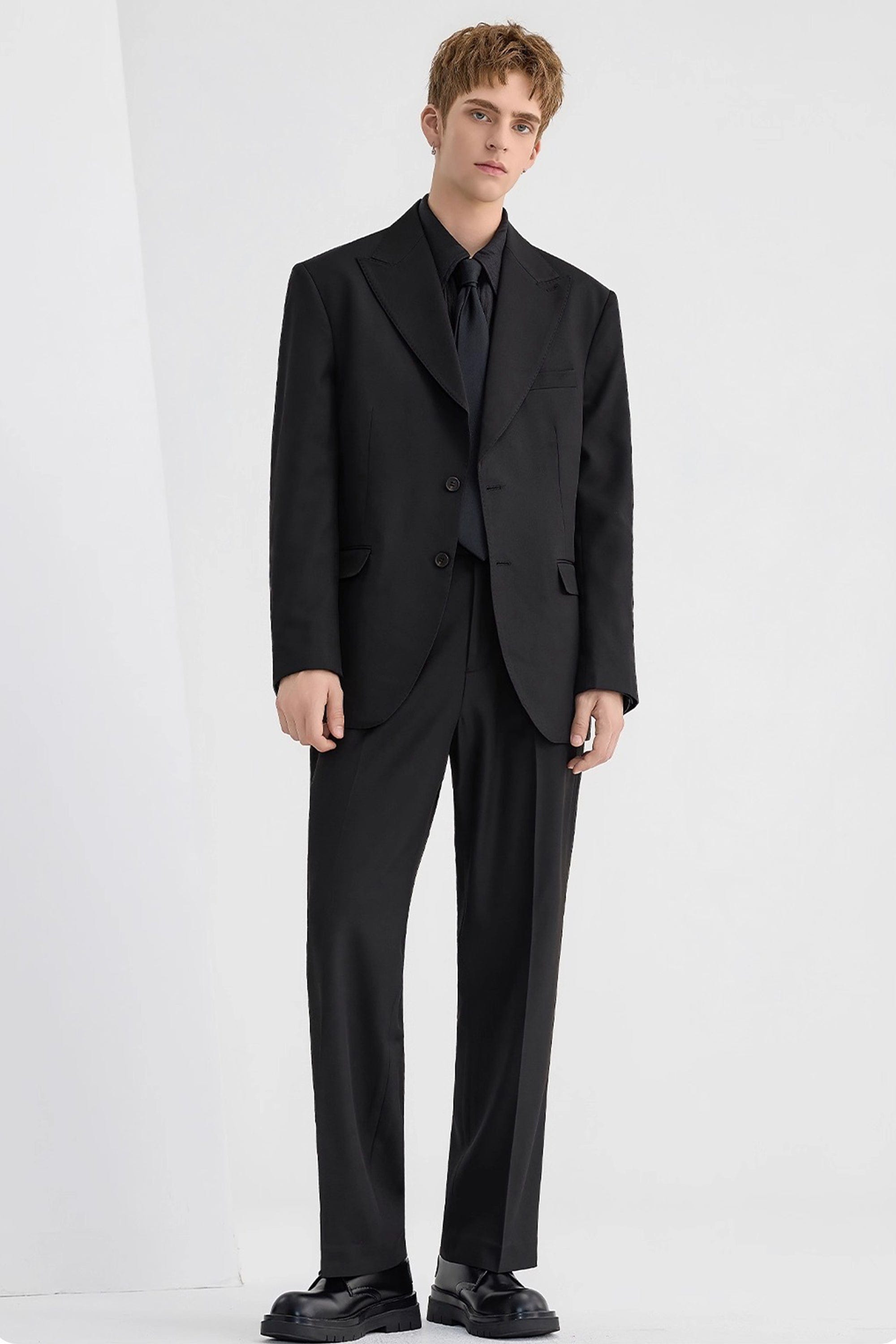 aesido Black Notch Lapel Casual Men's Blazer