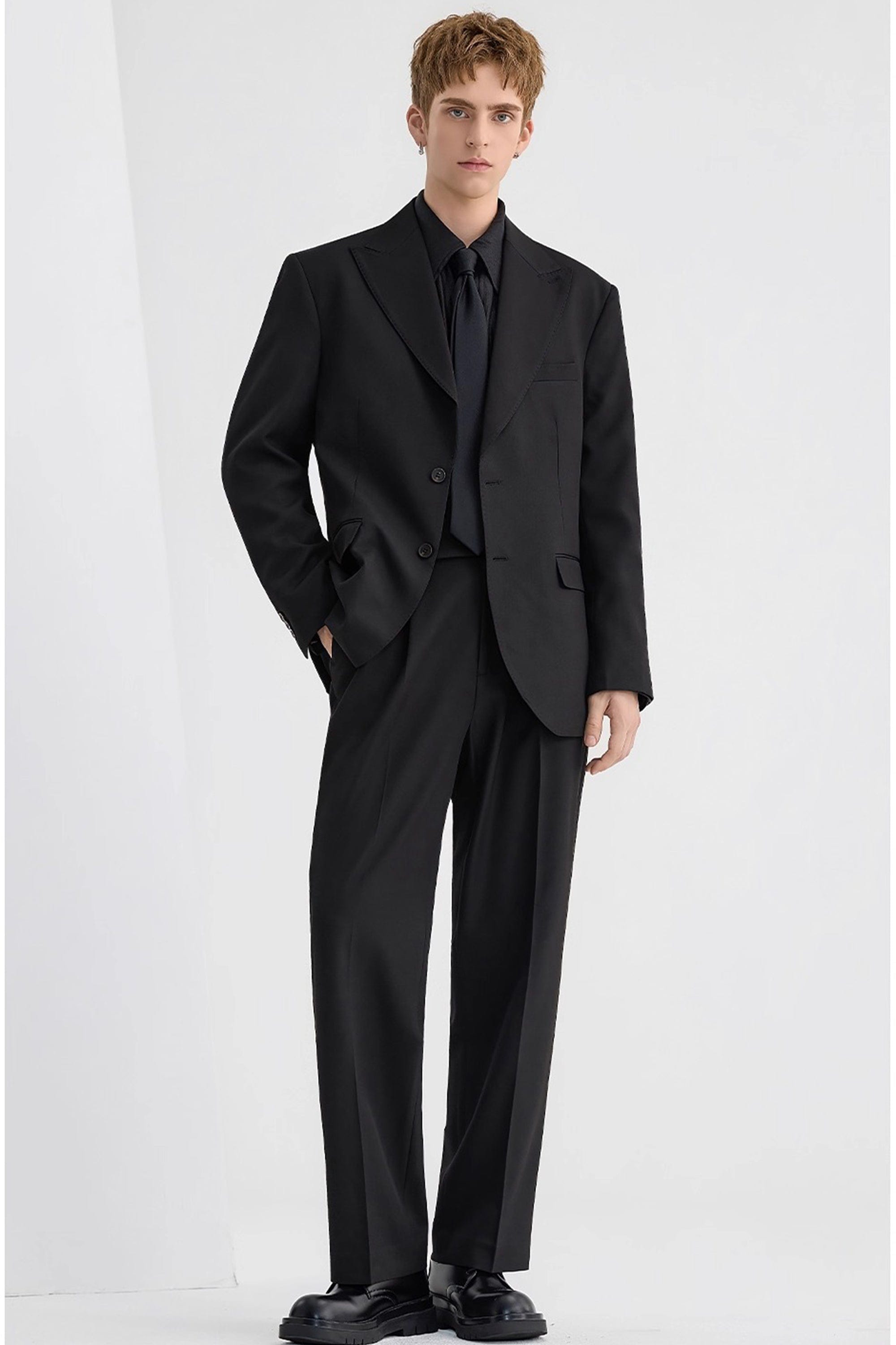 aesido Black Notch Lapel Casual Men's Blazer