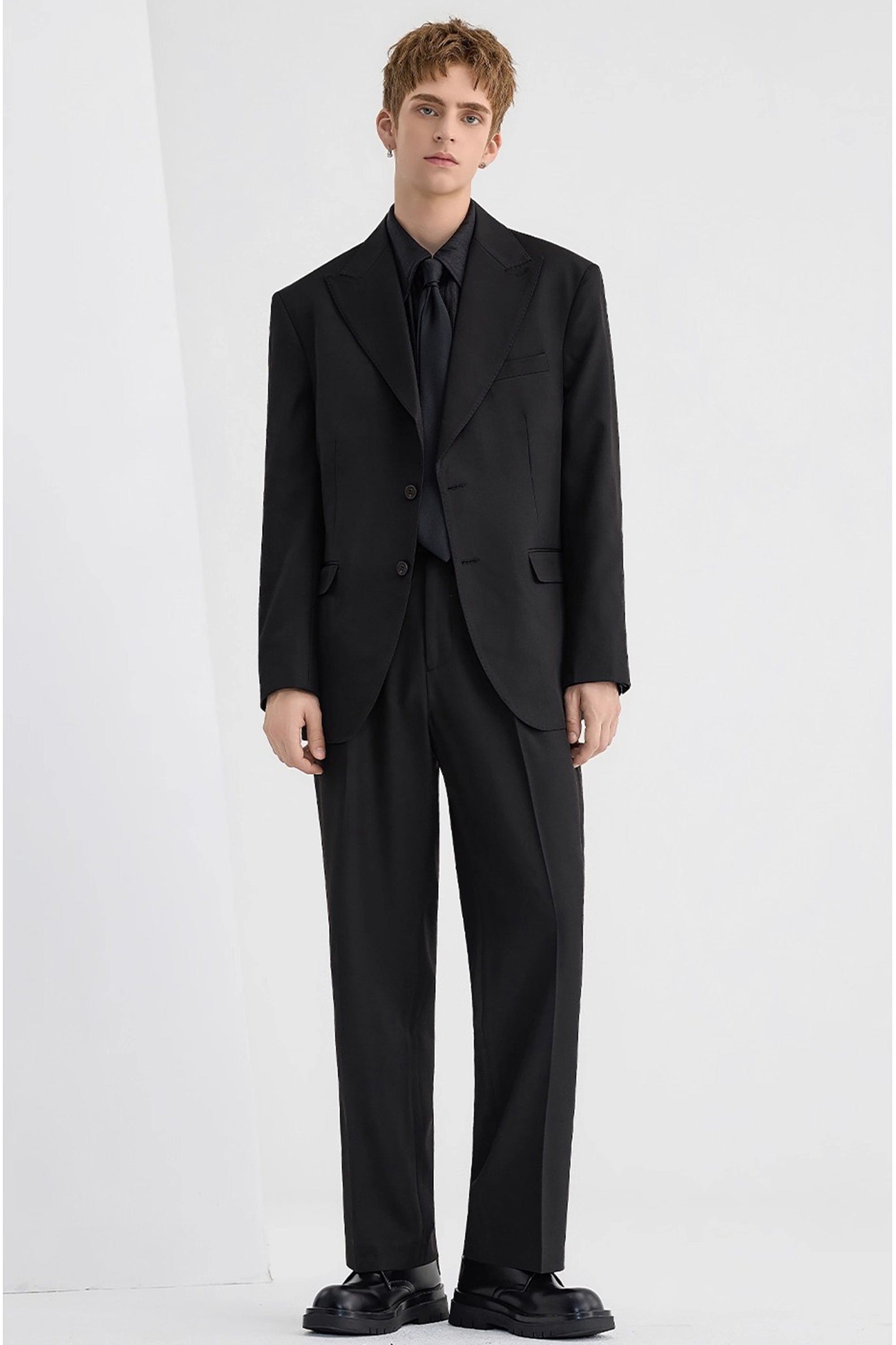 aesido Black Notch Lapel Casual Men's Blazer