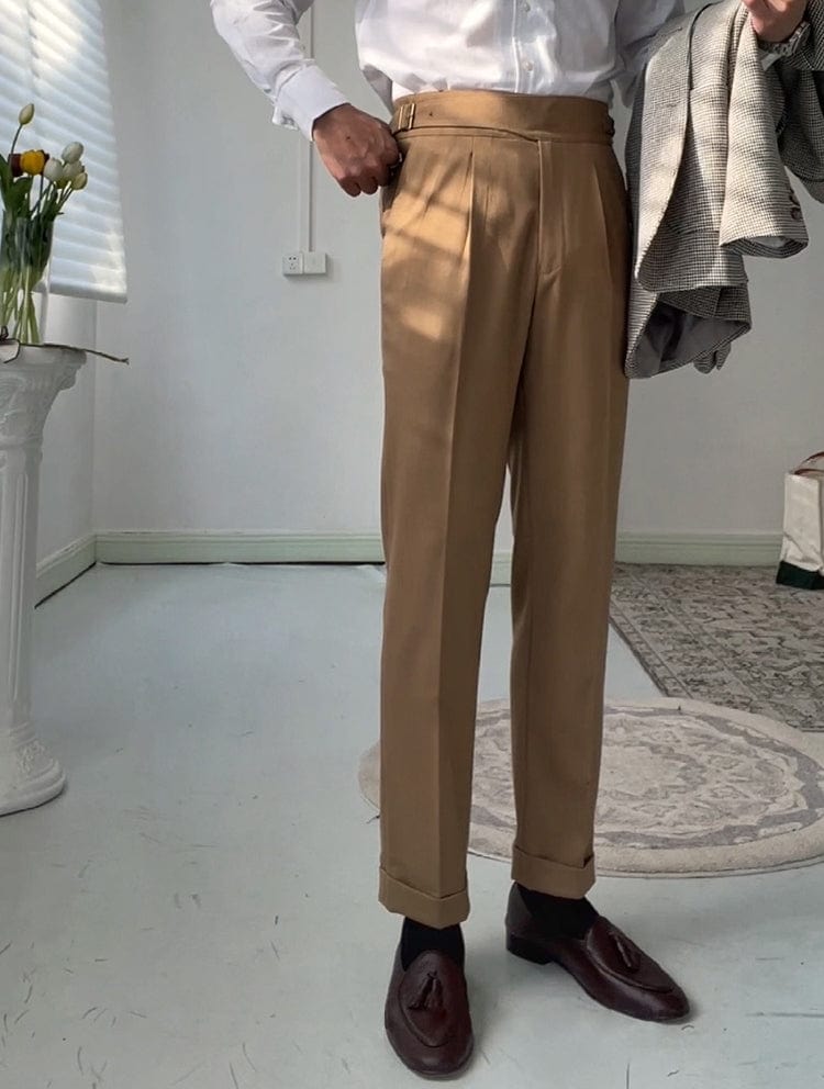 Black Retro High Quality High Waist Straight Leg Business Casual Men's Pants Black / 40W X 30L Black Retro High Quality High Waist Straight Leg Business Casual Men's Pants Black / 40W X 30L