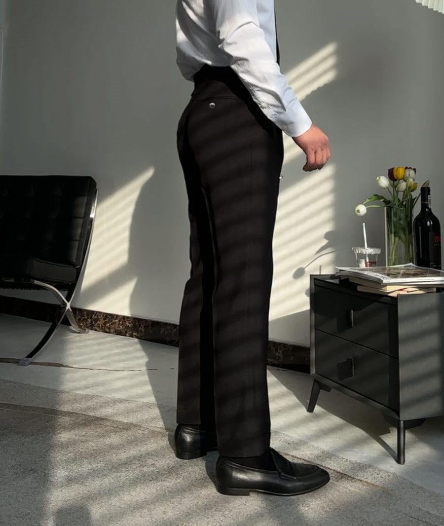 Black Retro High Quality High Waist Straight Leg Business Casual Men's Pants Black / 40W X 30L Black Retro High Quality High Waist Straight Leg Business Casual Men's Pants Black / 40W X 30L