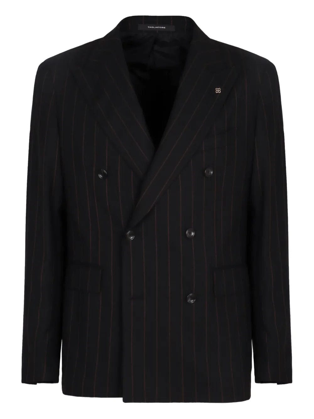 aesido Black Striped Men's 2-Piece Suit – Peak Lapel Double-Breasted