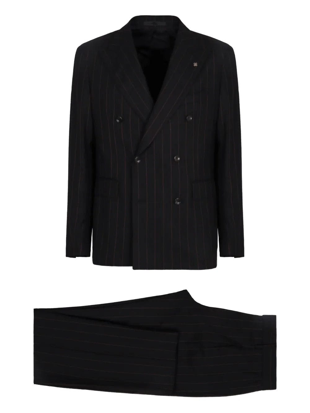 aesido Black Striped Men's 2-Piece Suit – Peak Lapel Double-Breasted