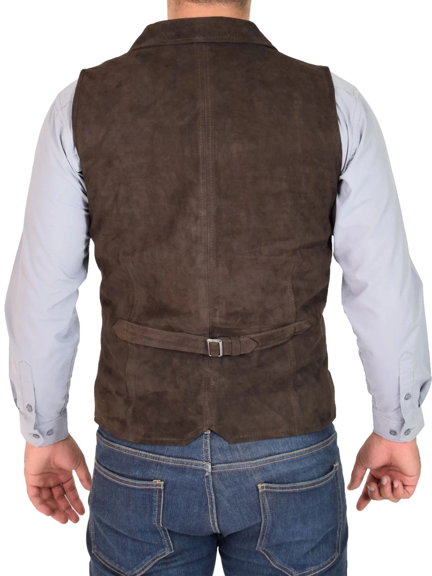aesido Brown Suede Notch Lapel Casual Men's Vest