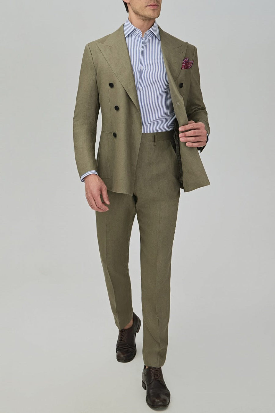 Olive Green Blazer And Pant For Men Aesido Business Casual Piece