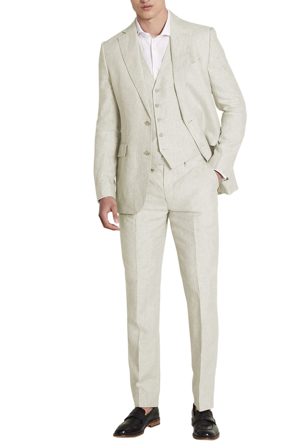 aesido Business Casual 3 Piece Notch Lapel Men's Suit (Blazer+Vest+Pants)
