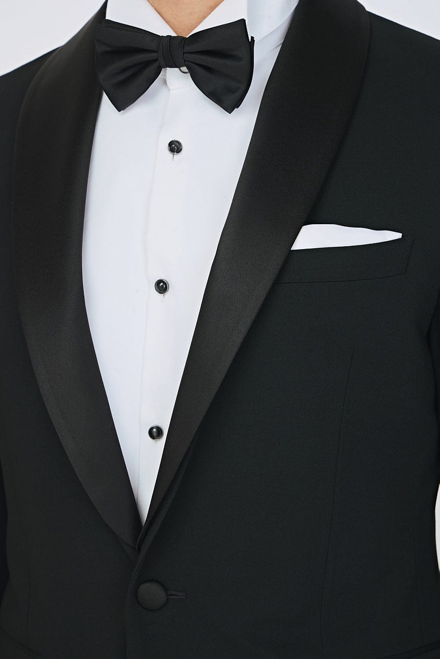 aesido Business Casual Black Shawl Lapel Men's Suit (Blazer+Pants)