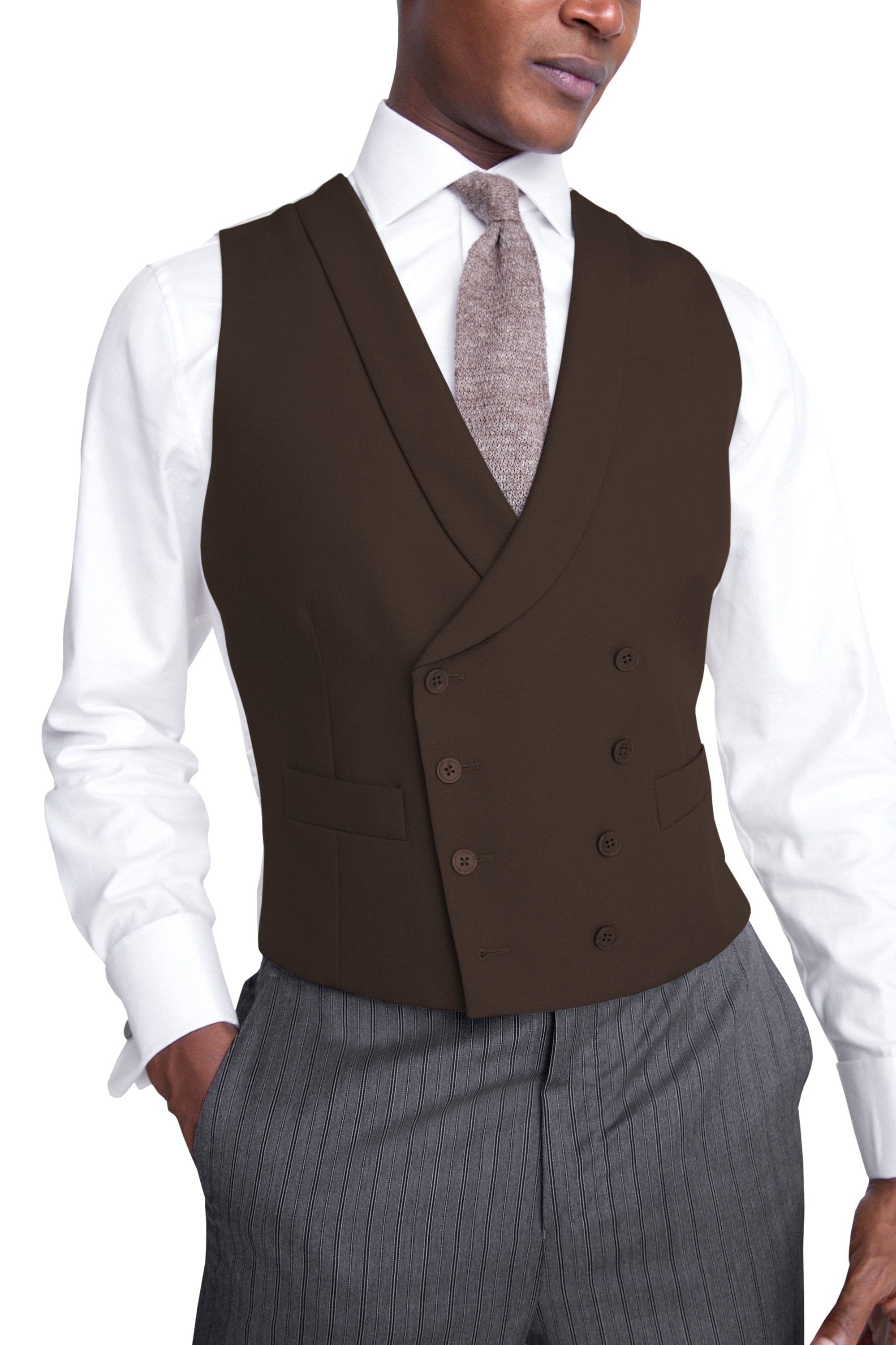 Double Breasted Shawl Lapel Suit Vest | Aesido