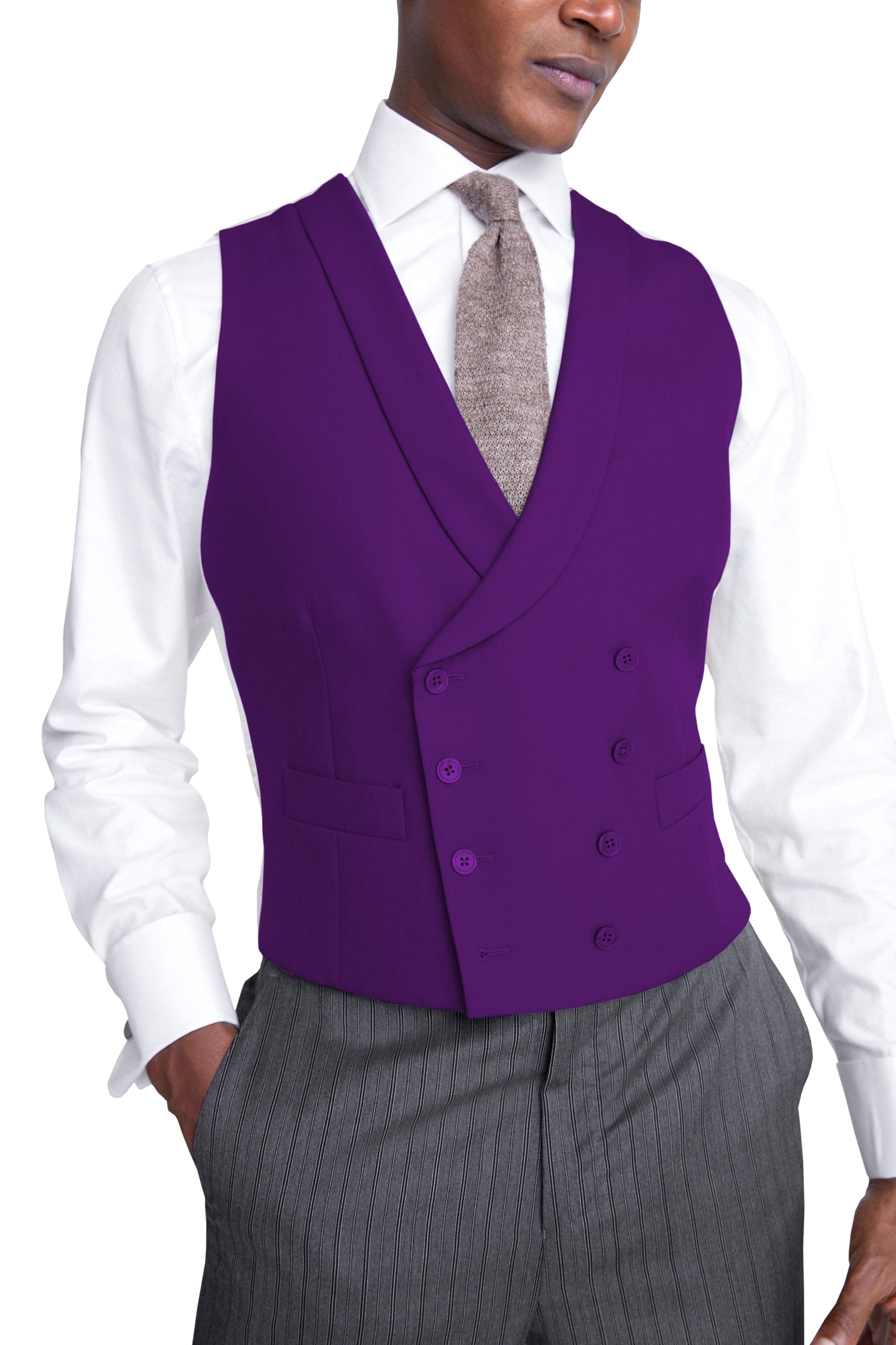 Double Breasted Shawl Lapel Suit Vest | Aesido Dark Purple / 3XL Double Breasted Shawl Lapel Suit Vest | Aesido Dark Purple / 3XL