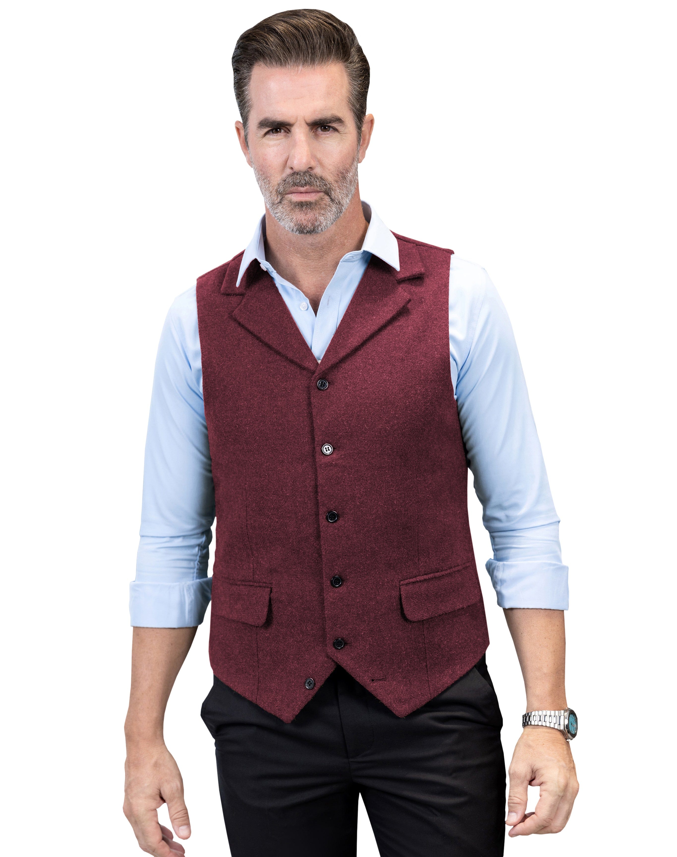 Business Casual Tweed Vest Wool Blend Notch Lapel $49.99