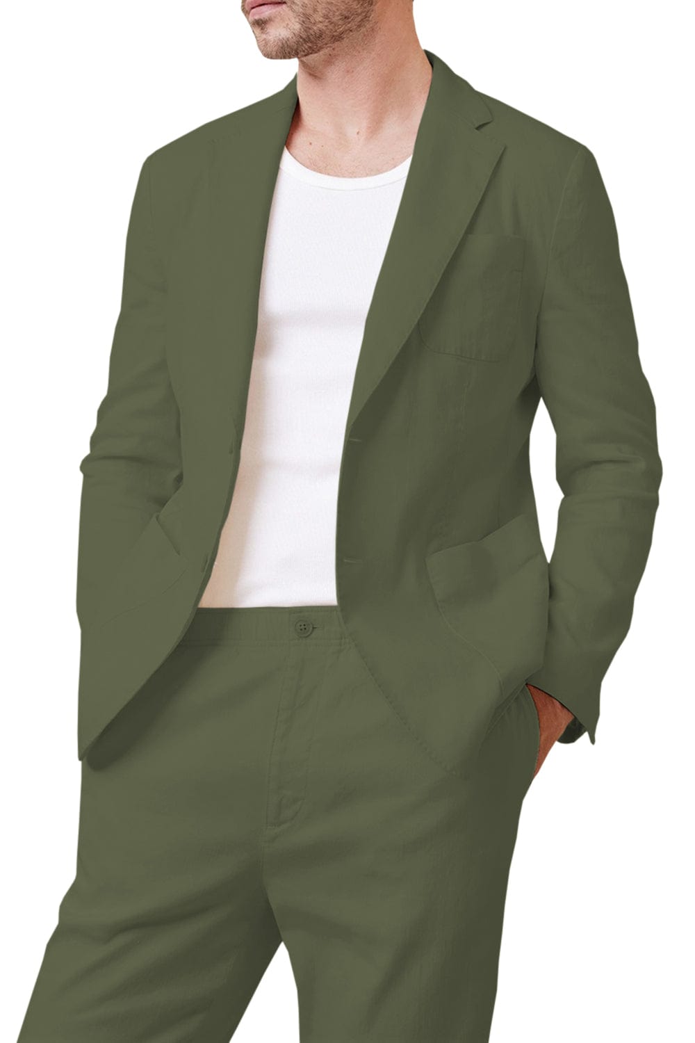 aesido Casual Men's Suit 2 Piece Double Button Jacket (Blazer+Pants)