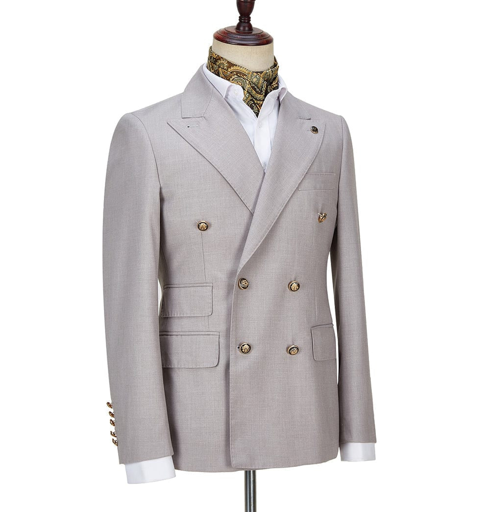 Casual Men s Suit Slim Fit Double Breasted 2 Piece Blazer Pants
