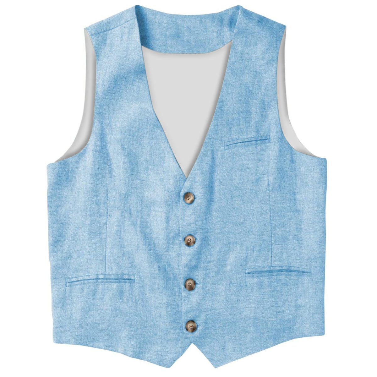 aesido Casual Single Breasted V Neck Linen Mens Vest