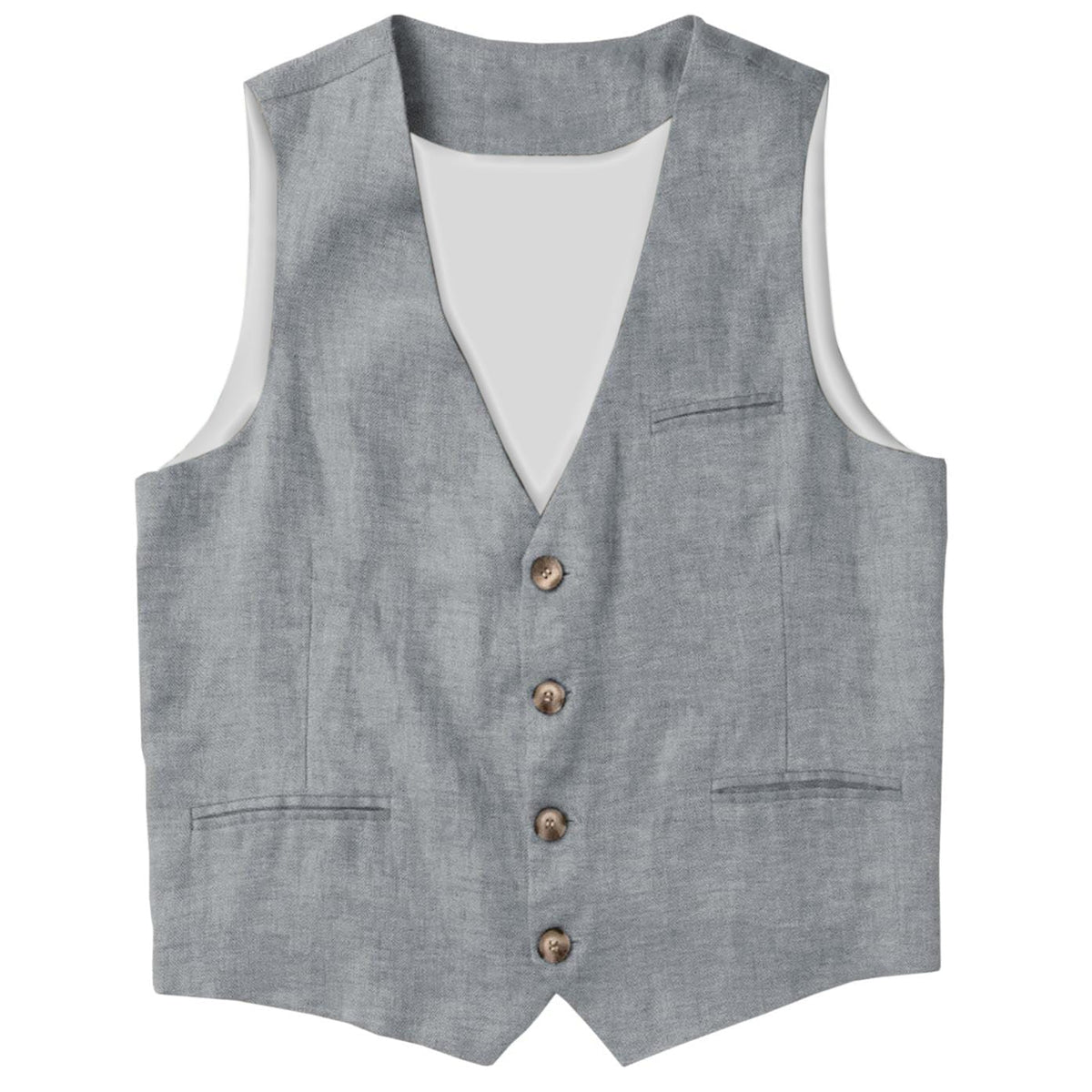 aesido Casual Single Breasted V Neck Linen Mens Vest