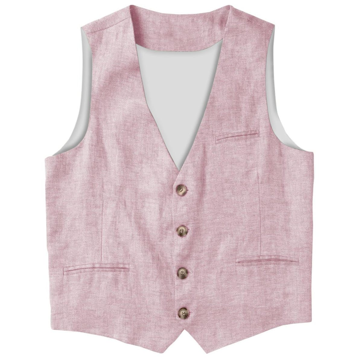 aesido Casual Single Breasted V Neck Linen Mens Vest