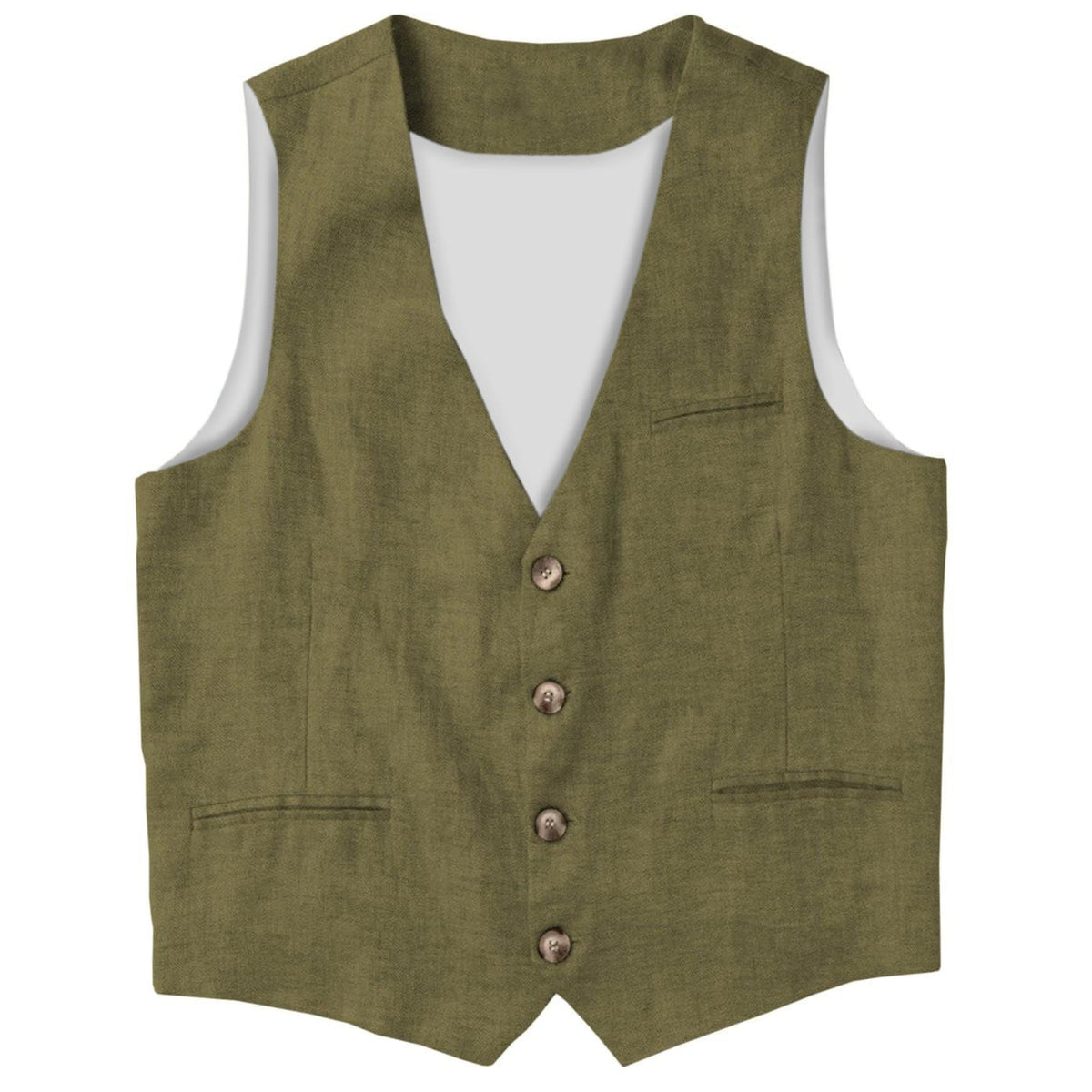 aesido Casual Single Breasted V Neck Linen Mens Vest