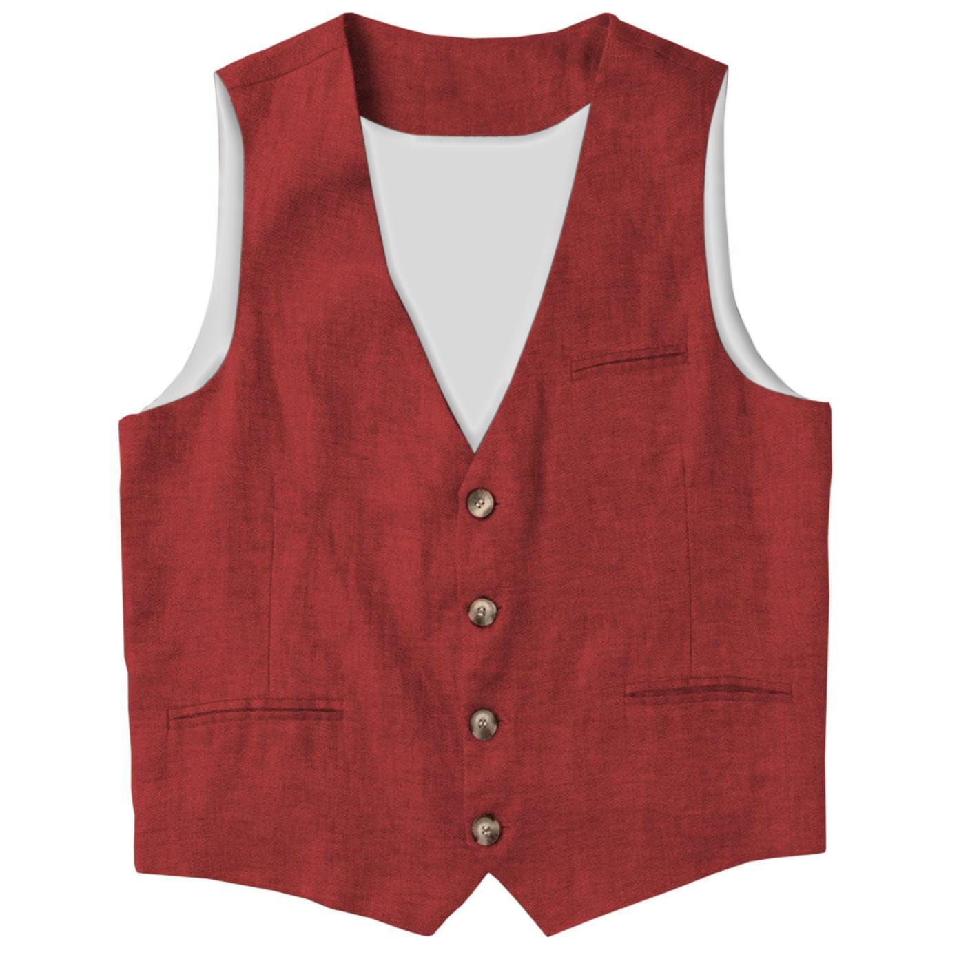 aesido Casual Single Breasted V Neck Linen Mens Vest