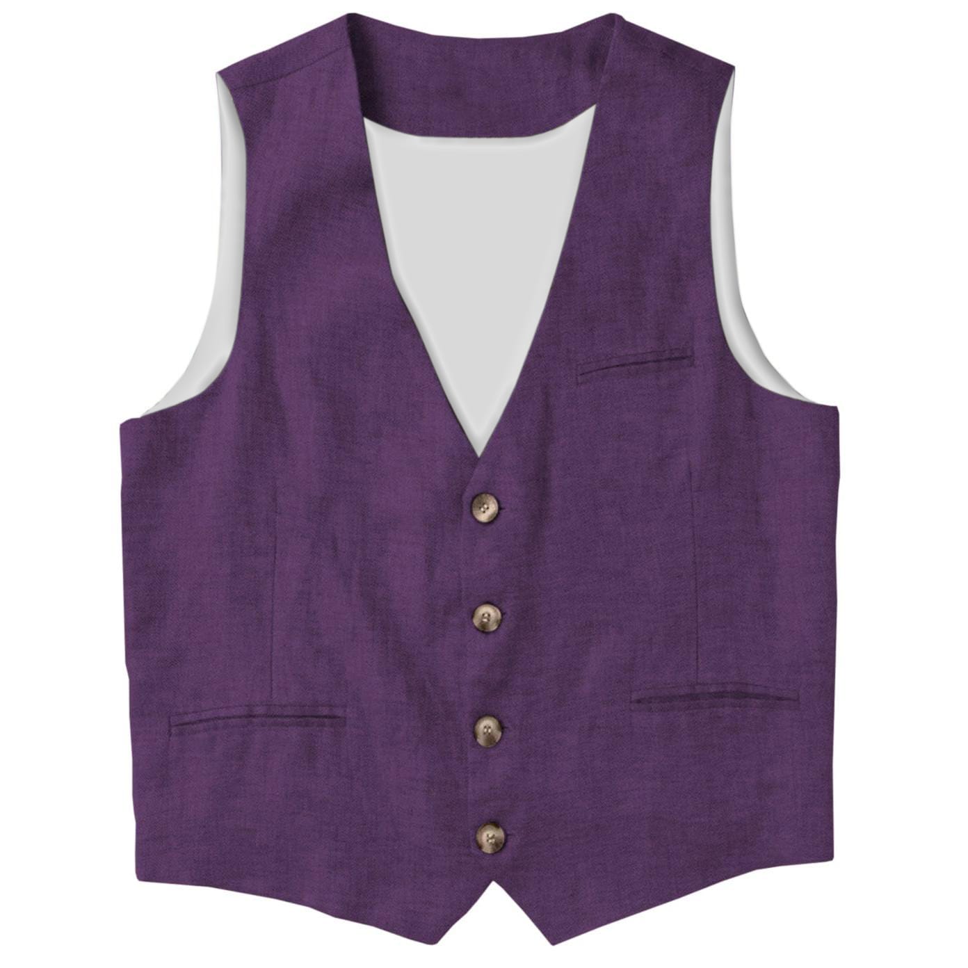 aesido Casual Single Breasted V Neck Linen Mens Vest
