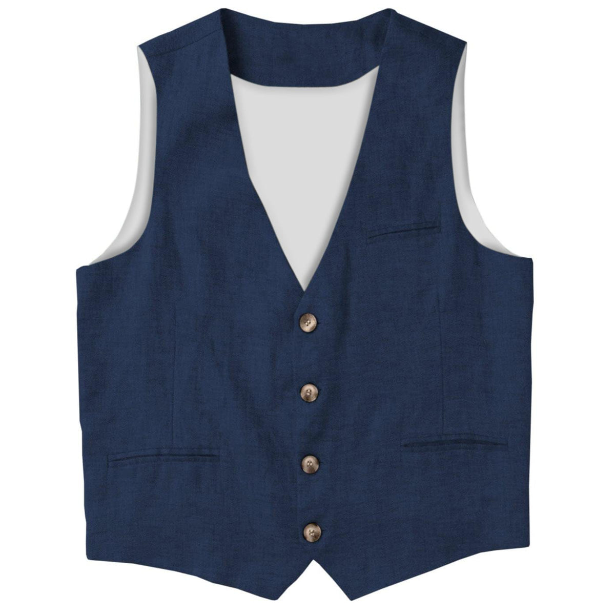 aesido Casual Single Breasted V Neck Linen Mens Vest