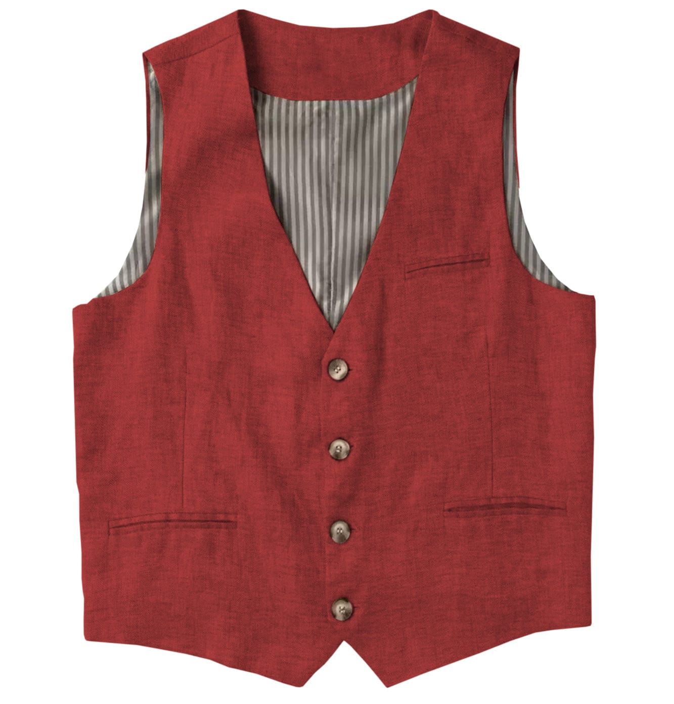 MidiUmi｜cotton linen V neck vest Casual Single Breasted V Neck Linen Mens Vest