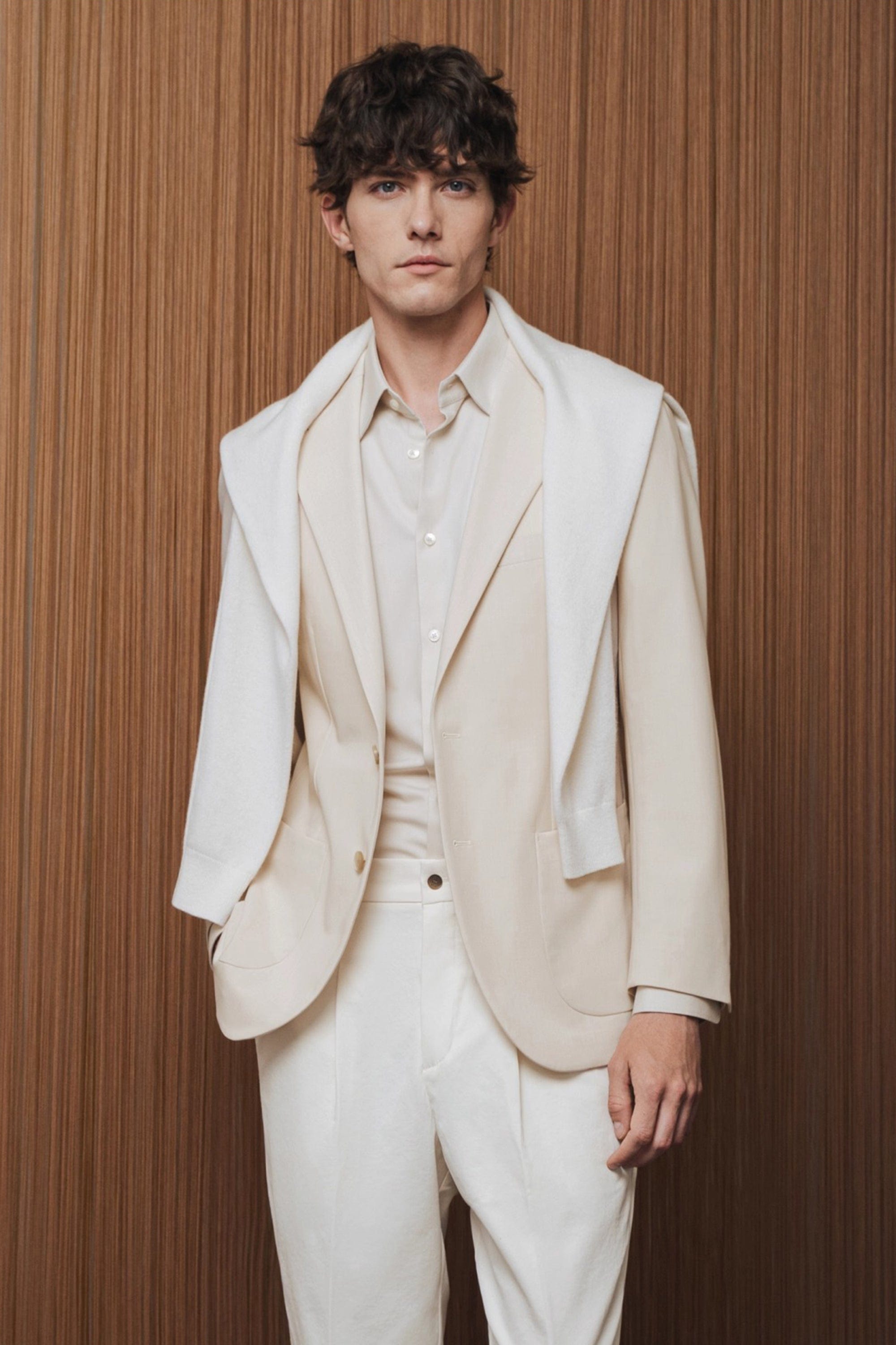 aesido Champagne Double Button Casual Mens Blazer