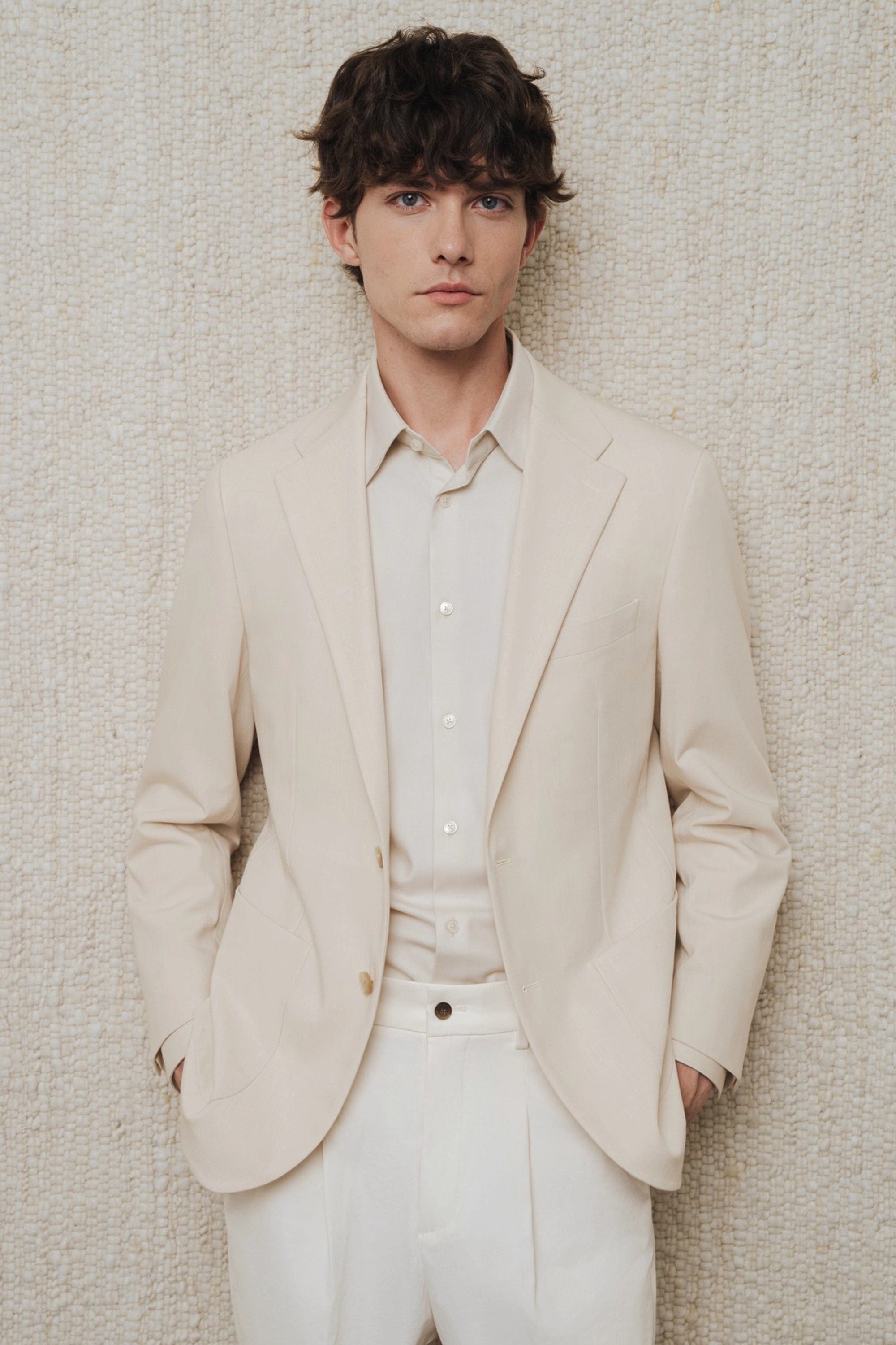 aesido Champagne Double Button Casual Mens Blazer