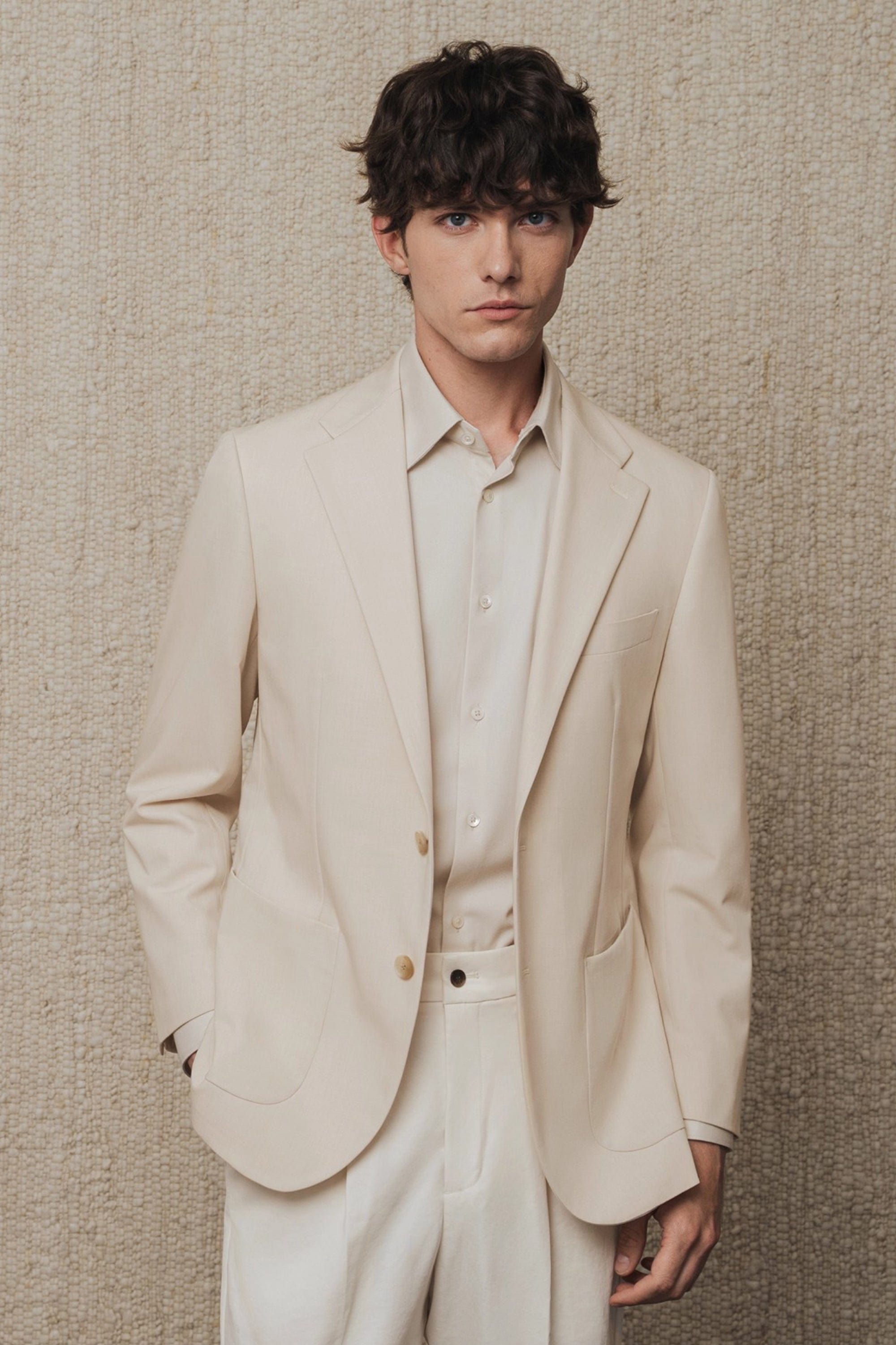 aesido Champagne Double Button Casual Mens Blazer