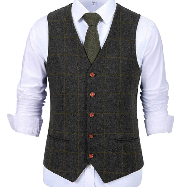 トップス sketch check tweed vest aesido-classic-men-s-suit-vest