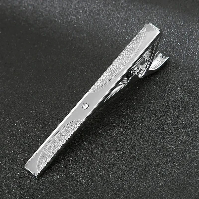 aesido Classic Tie Clip for Men – Black or Silver with Dots and Stones
