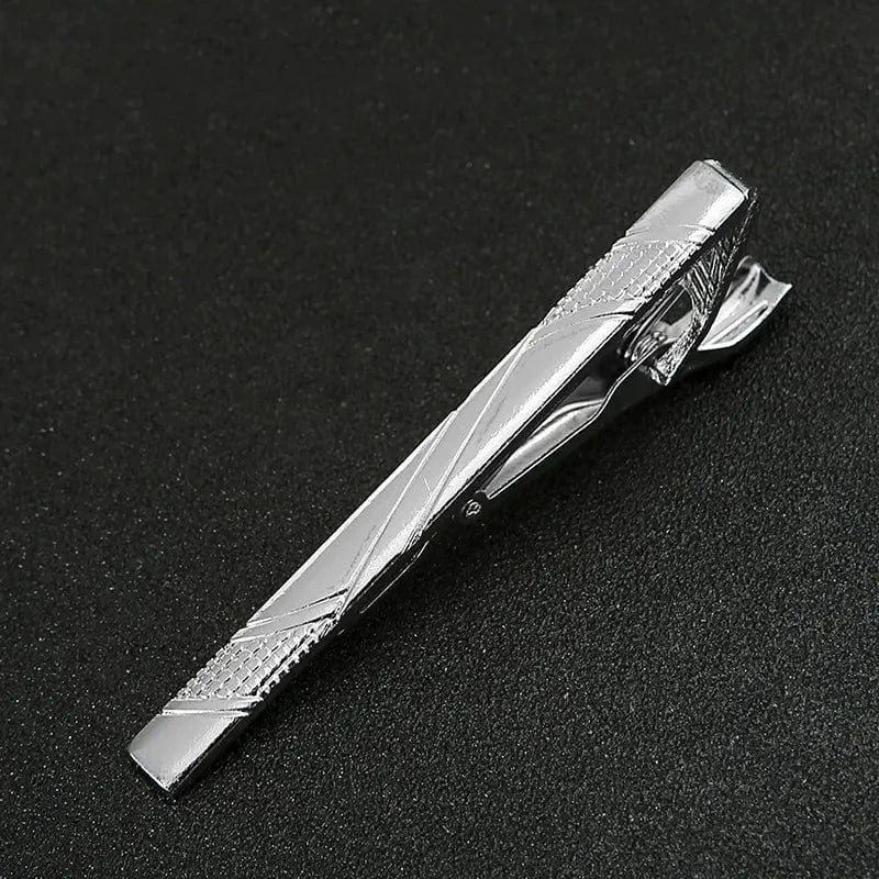aesido Classic Tie Clip for Men – Black or Silver with Dots and Stones