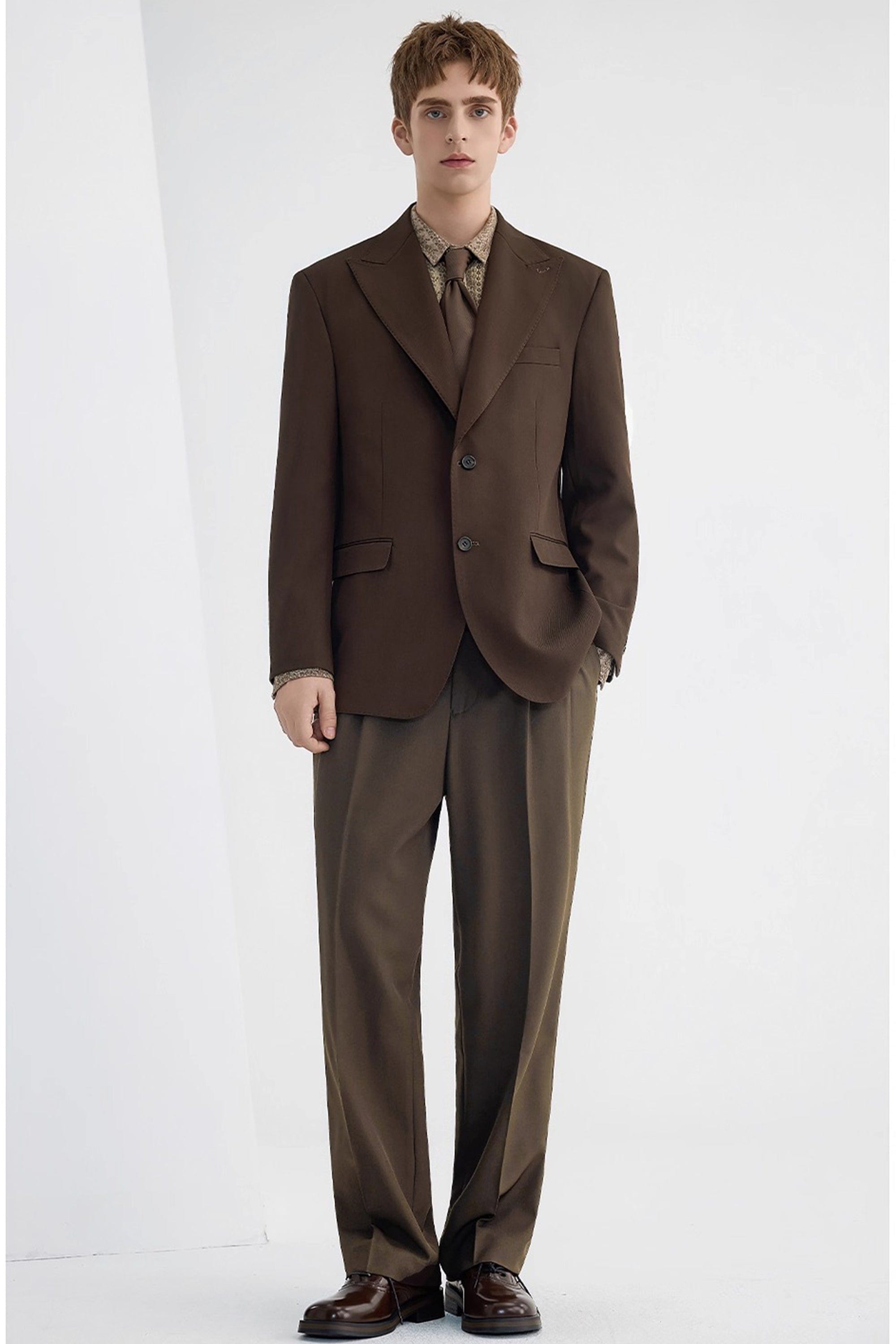 aesido Coffee Notch Lapel Casual Men's Blazer