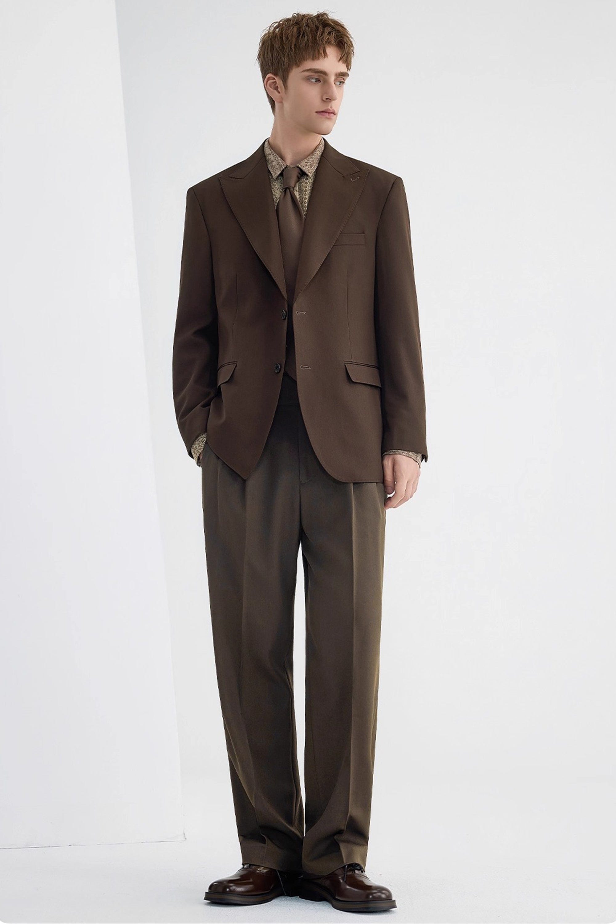 aesido Coffee Notch Lapel Casual Men's Blazer