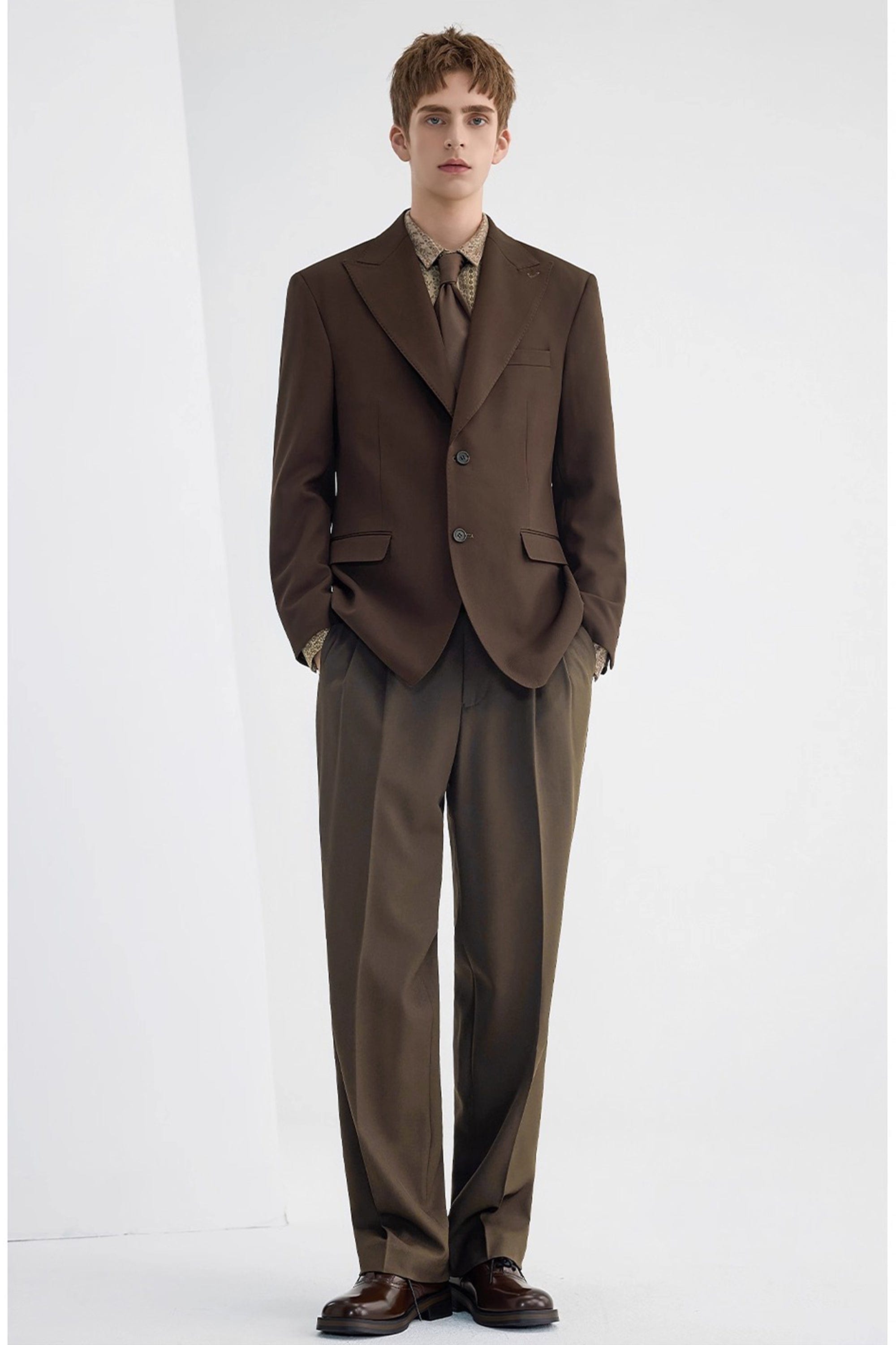 aesido Coffee Notch Lapel Casual Men's Blazer