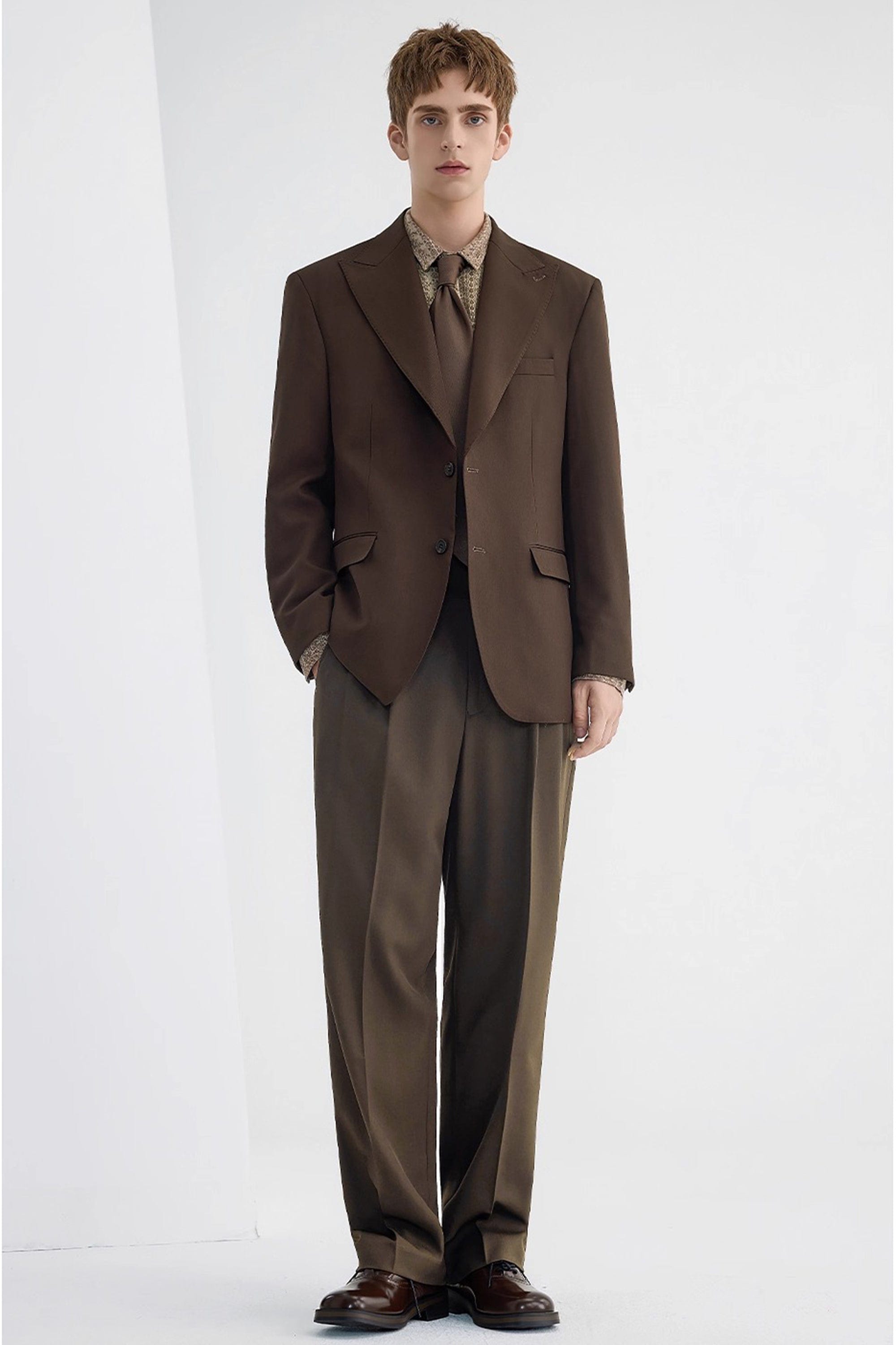 aesido Coffee Notch Lapel Casual Men's Blazer