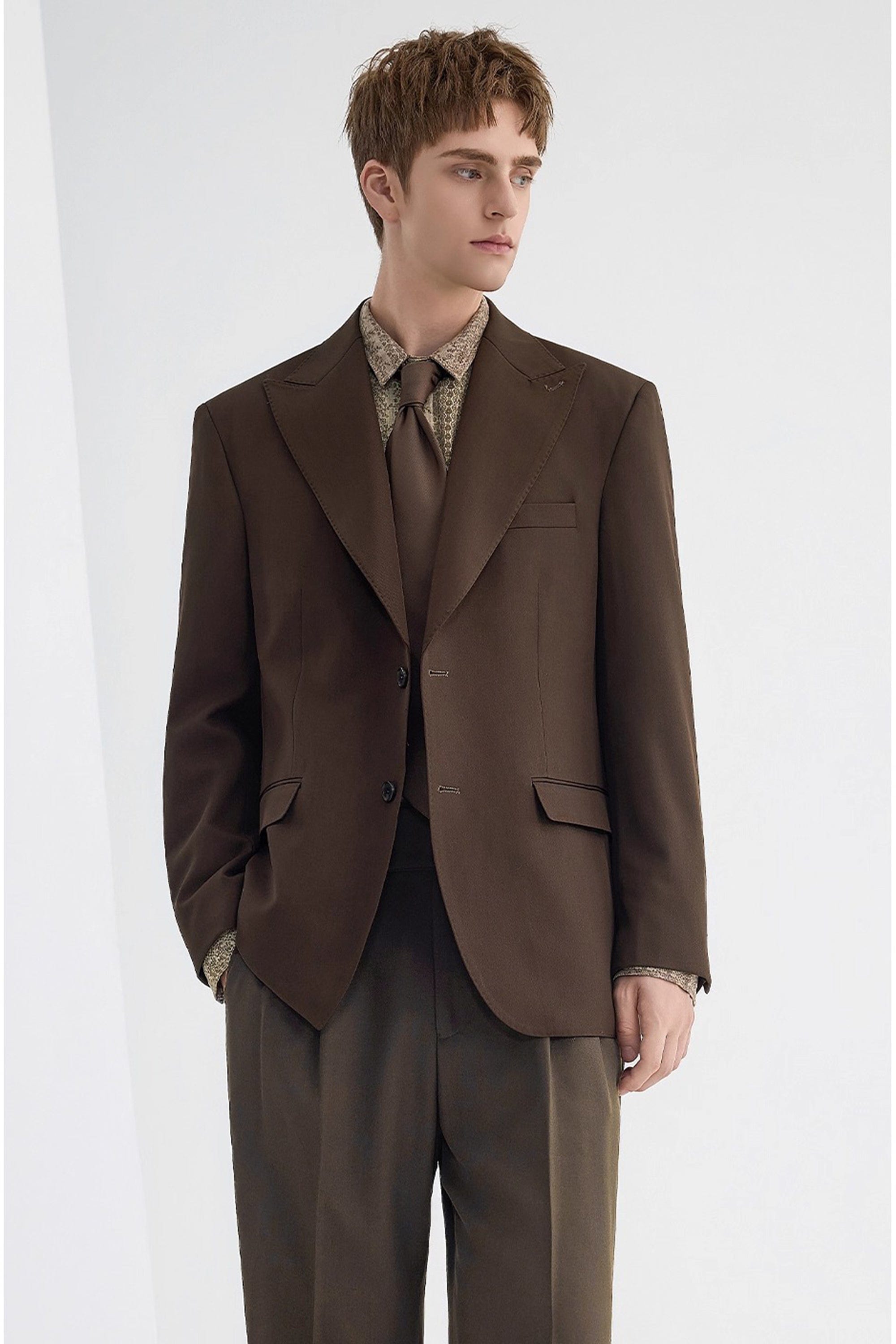 aesido Coffee Notch Lapel Casual Men's Blazer