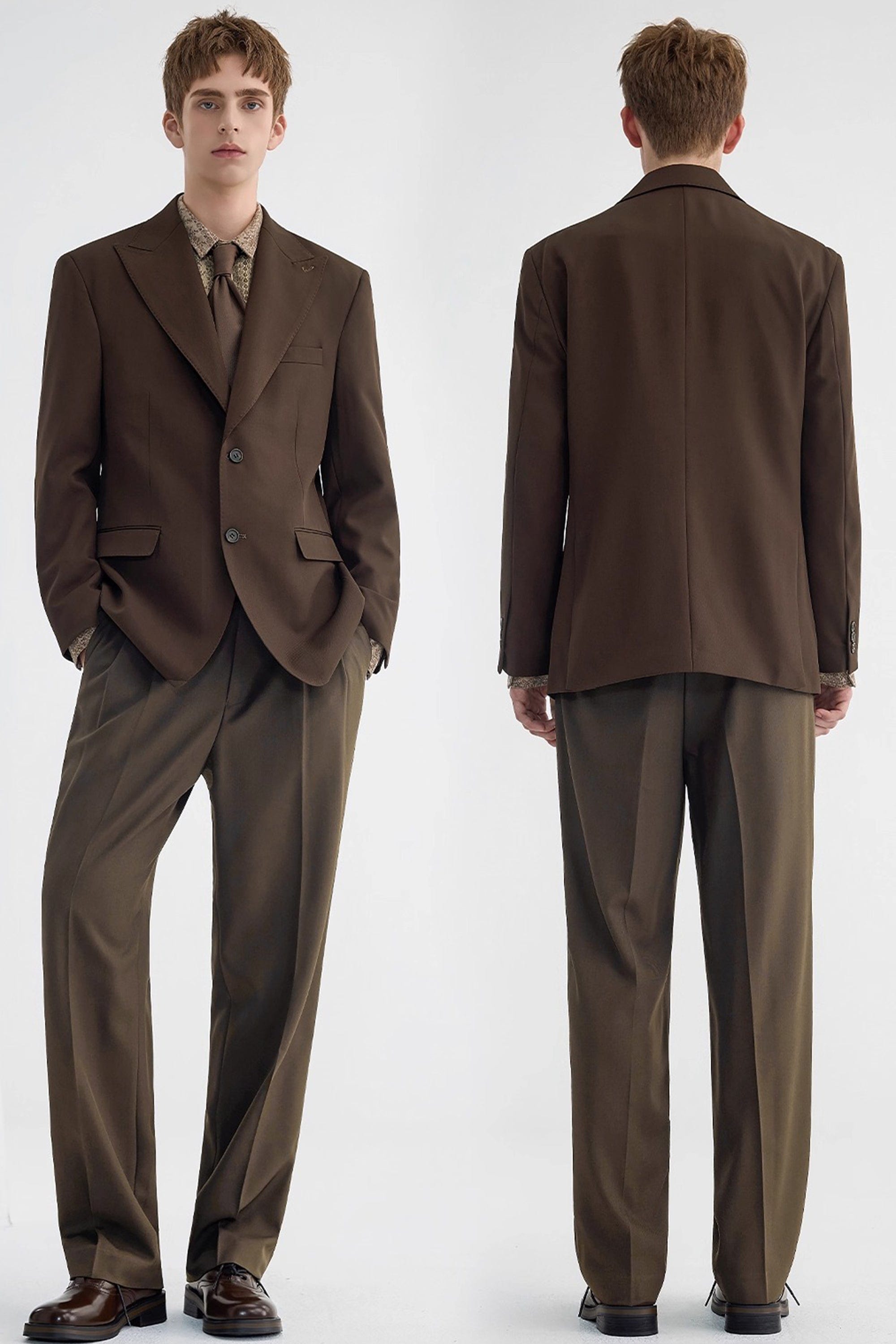aesido Coffee Notch Lapel Casual Men's Blazer