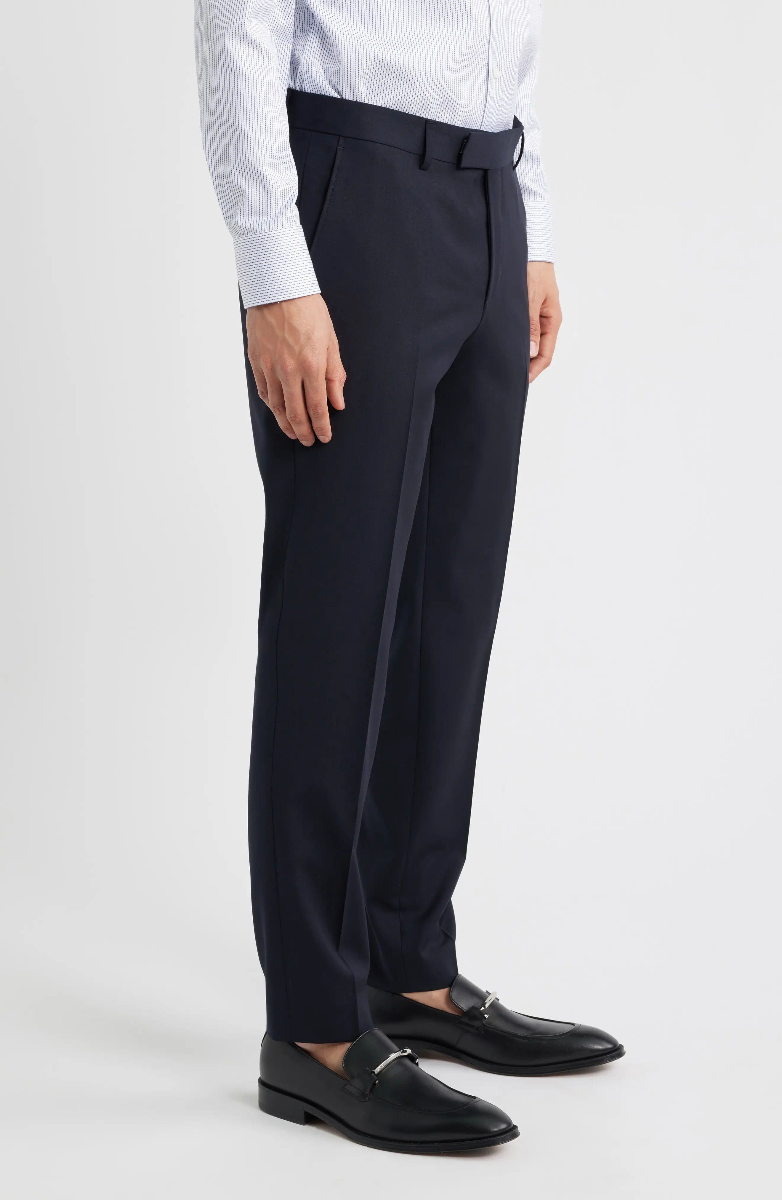 aesido Dark Blue Casual Slim Men Trouser