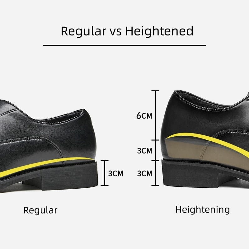aesido Discreet Height Boost Leather Oxford Shoes for Men – Soft Sole, Business Lace-Up Design