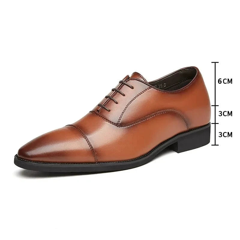 aesido Discreet Height Boost Leather Oxford Shoes for Men – Soft Sole, Business Lace-Up Design