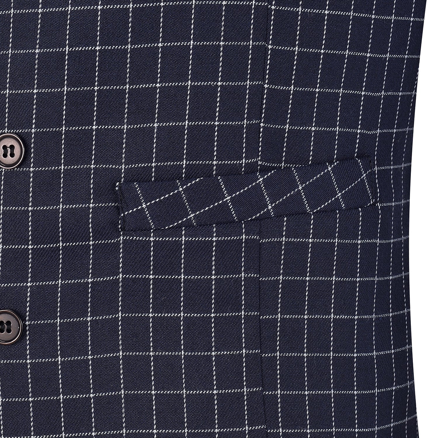 aesido Double Breasted Houndstooth V Neck Waistcoat