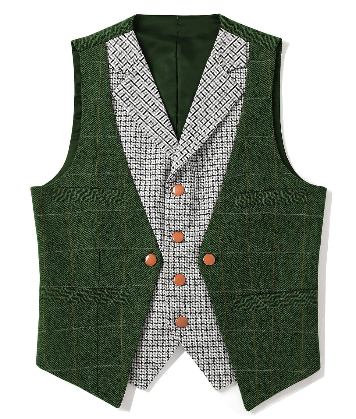 Aesido Herringbone Wool Blend Men's Suit Vest V-Neck Waistcoat $49.99