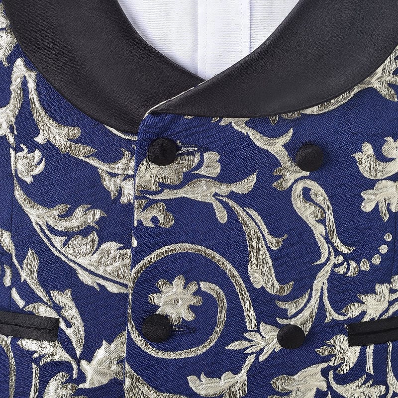 aesido Fashion Men's Suit Vest Patterned Shawl Lapel Waistcoat