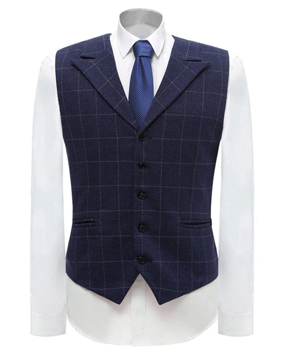 aesido Fashion Men's Suit Vest Plaid Peak Lapel Waistcoat