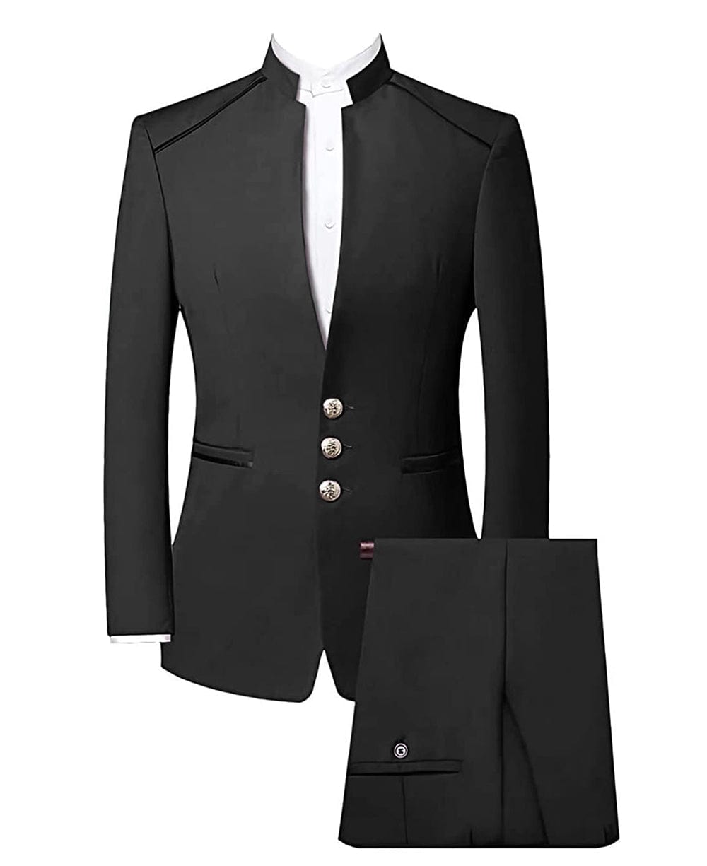 aesido Fashion stand collar men's two piece suit/China Costume (Blazer + Pants)