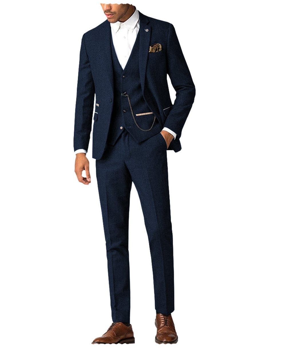 aesido Flat 3 Piece Men's Suit For Wedding(Blazer + Vest + Pants)