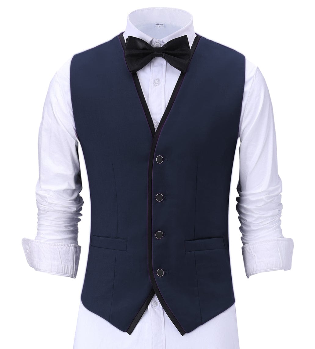 Formal Flat V Neck Waistcoat Slim Fit Suit Vest Aesido