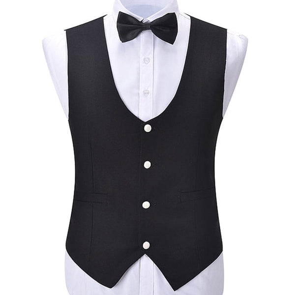 black vest mens dress Formal Men's Suit Vest Flat U Neck Waistcoat