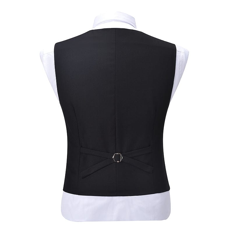 aesido Formal Men's Suit Vest Flat U Neck Waistcoat